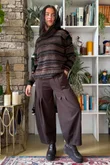 Oxford Stretch Herringbone Box Pleat Pant Chocolate